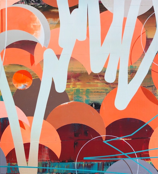 Sebastian Menzke: etch it, 2019, oil and vinyl on canvas, 100 x 90 cm


